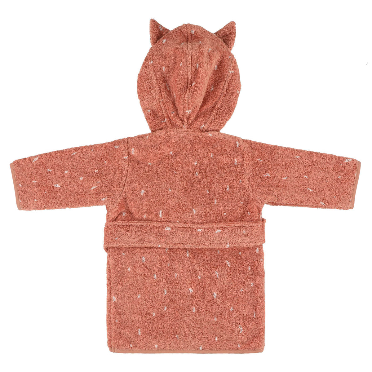 Peignoir à capuche pour tout-petit en tissu éponge doux 100 % coton biologique, motif chat, couleur corail