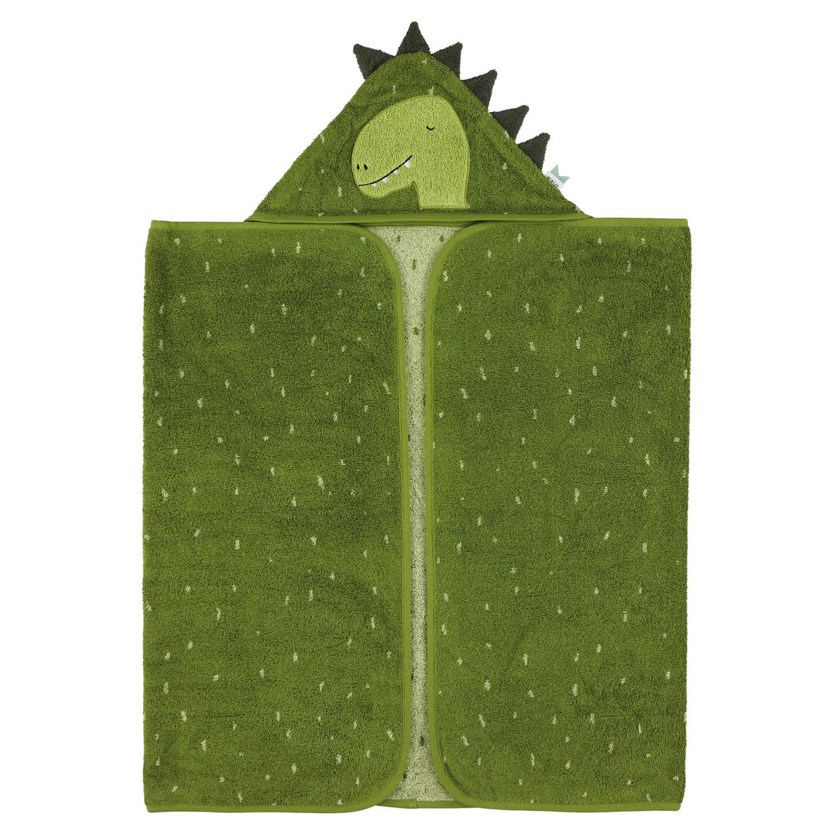 Serviette de bain à capuche Dinosaure vert en tissu éponge doux en coton biologique