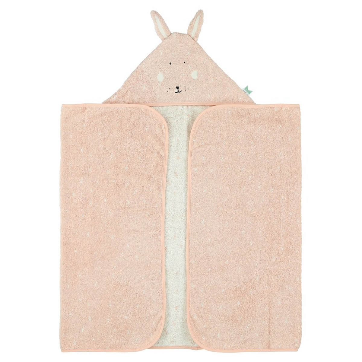 Serviette de bain à capuche pour bébé motif lapin rose poudré en coton biologique
