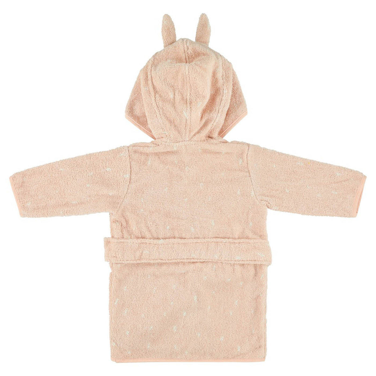 Peignoir à capuche lapin en coton biologique rose poudré doux pour tout-petit