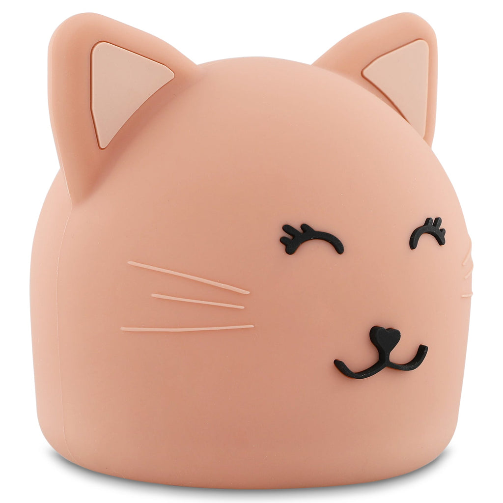 Peach Pink Cat Silicone Rechargeable Night Light with Tap Control