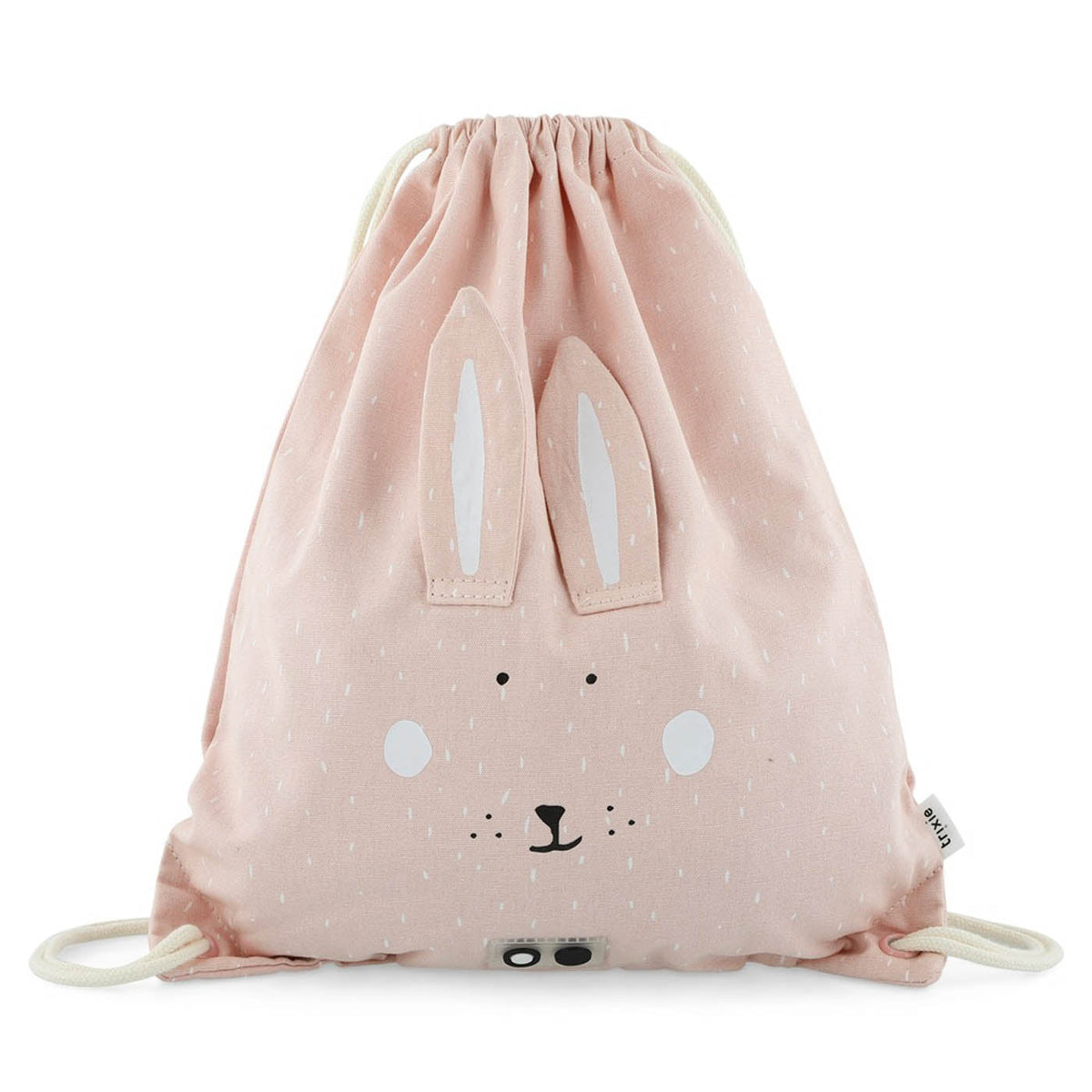 Borsa da palestra rosa con coulisse a forma di coniglio, orecchie morbide e tasca