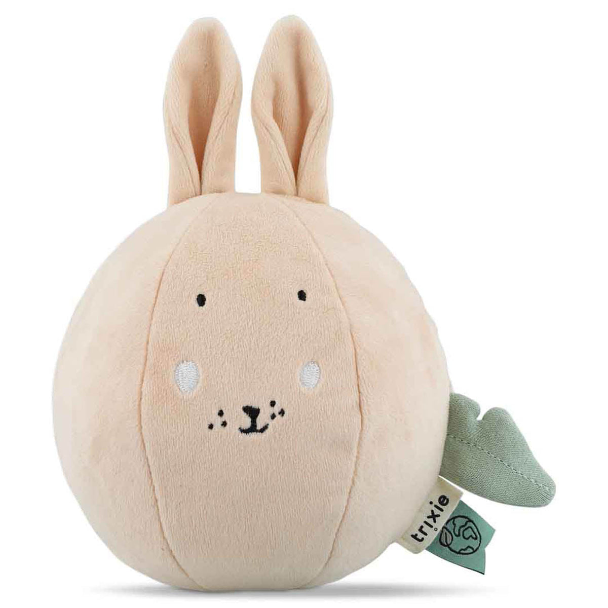 Balle sensorielle lapin rose poudré avec grelot pour bébés