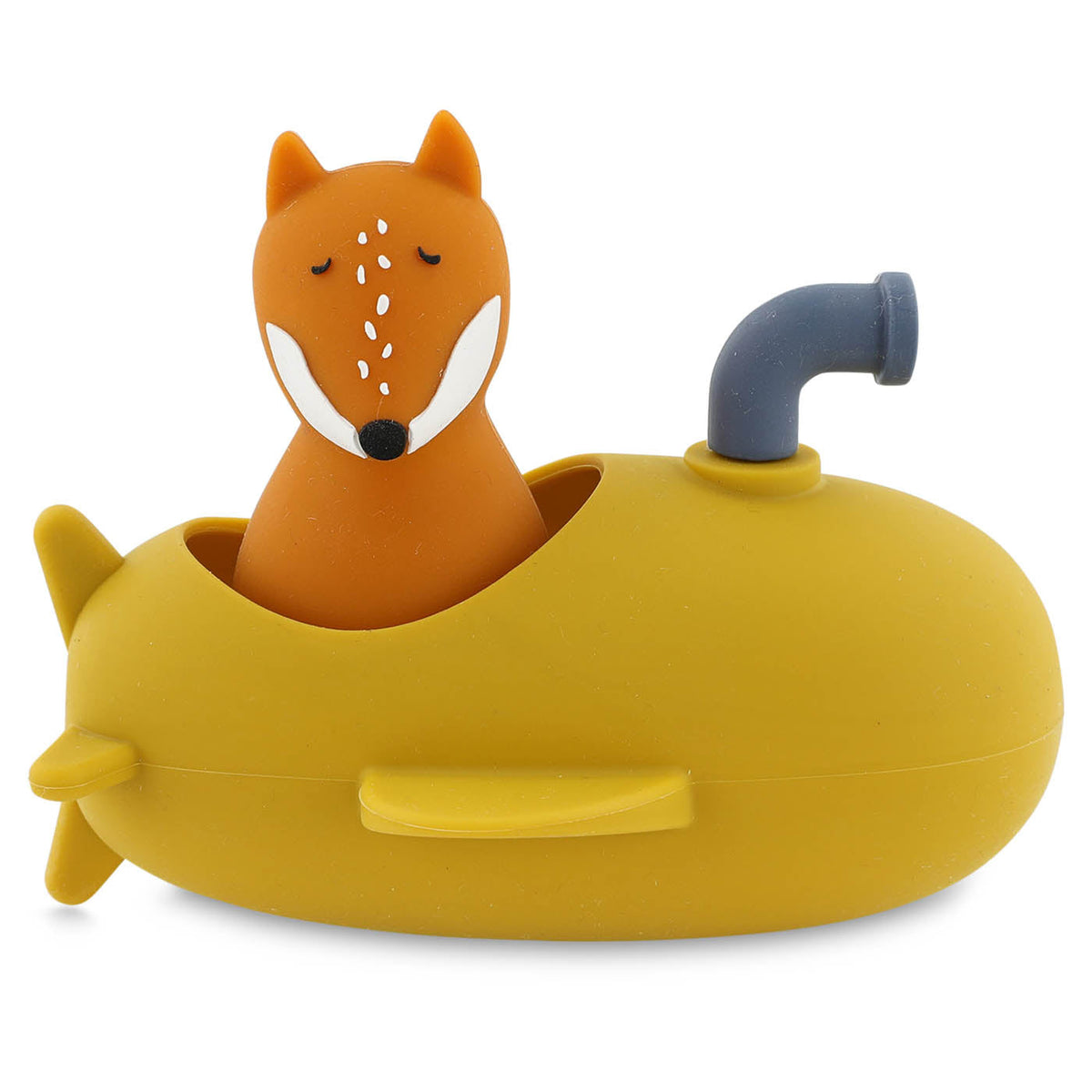Jouet de bain sous-marin en silicone jaune au design doux, arrondi et ludique