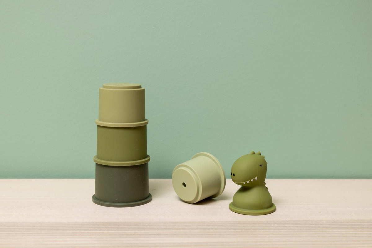 Jouet de bain dinosaure vert à texture douce et au design ludique