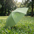 Green Dinosaur Children's Umbrella with Recycled Fabric and Curved Handle