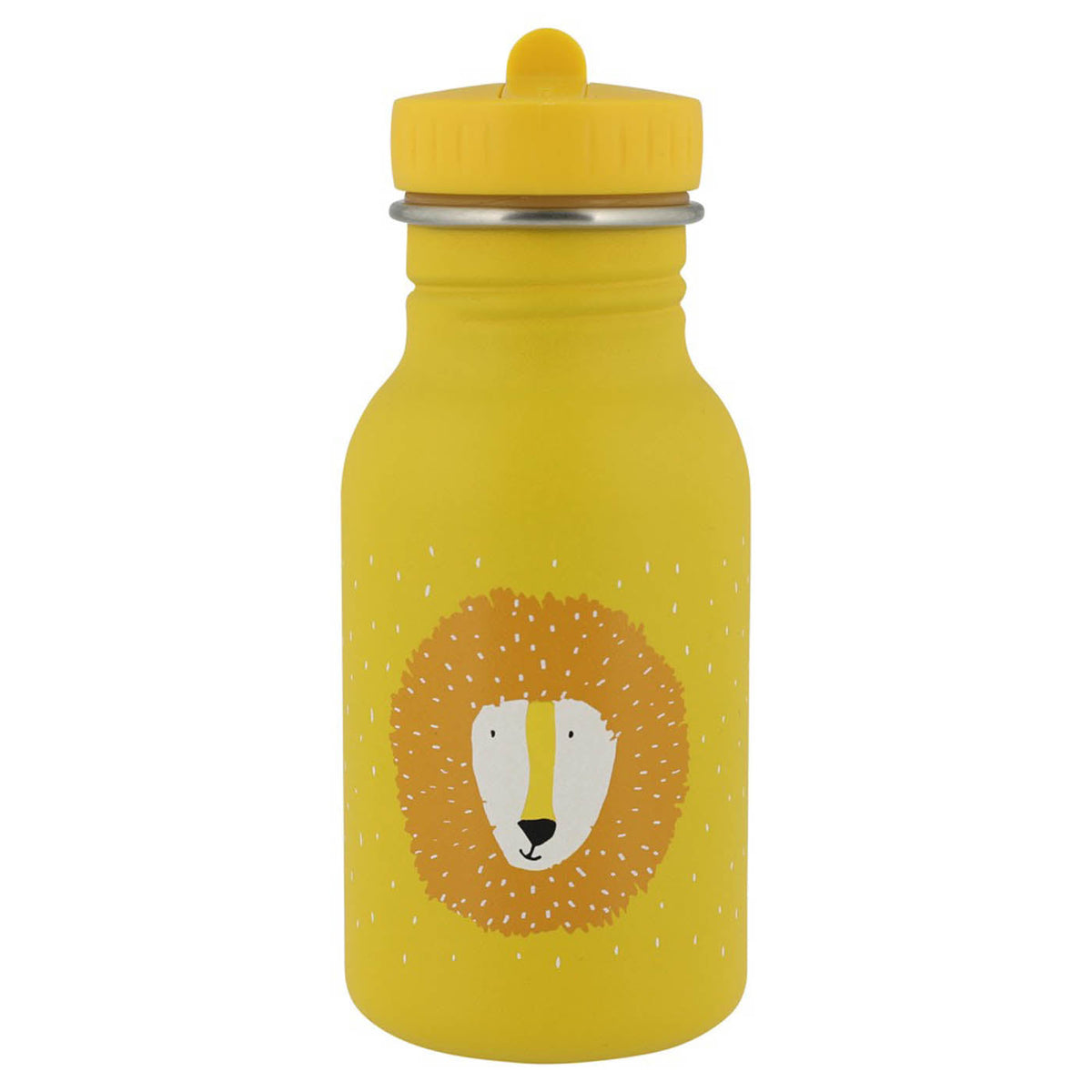 Yellow Lion Print Stainless Steel Water Bottle with Carry Loop