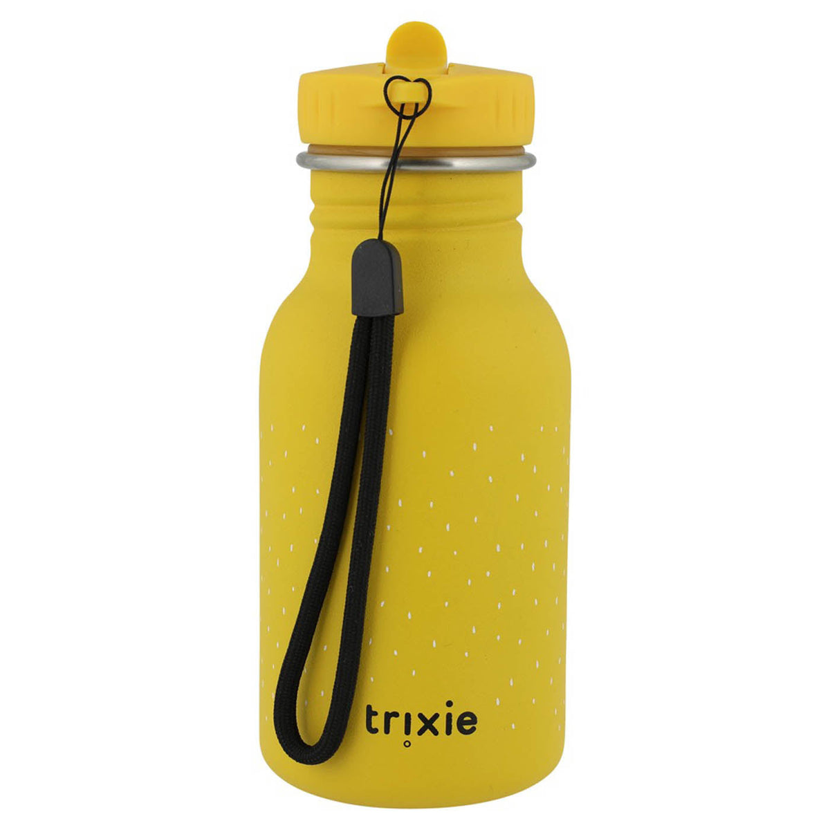 Yellow Lion Print Stainless Steel Water Bottle with Carry Loop