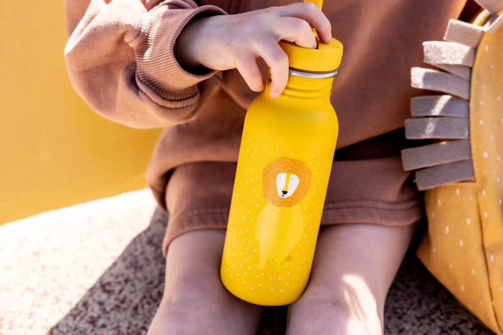 Gourde en acier inoxydable pour enfants avec imprimé lion jaune, pour l'extérieur