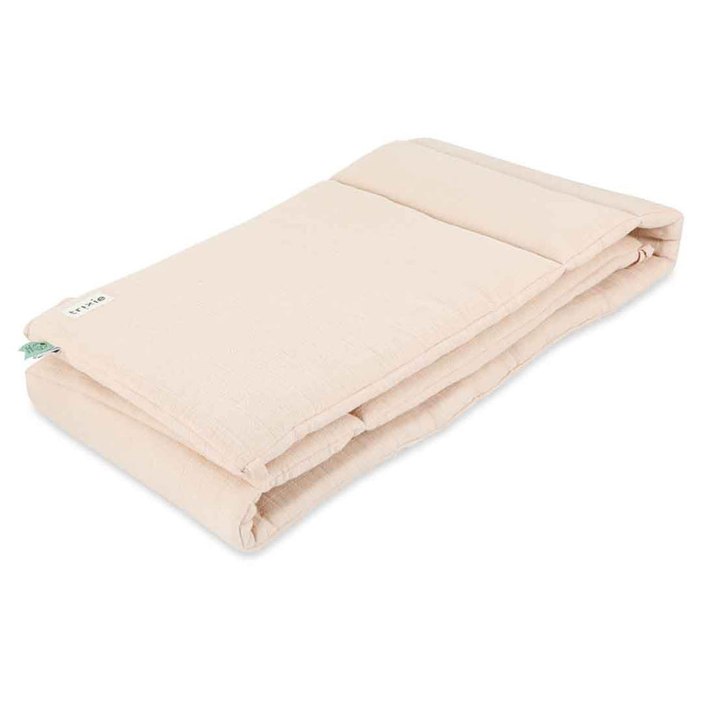 Tour de lit rembourré rose poudré avec attaches classiques en tissu