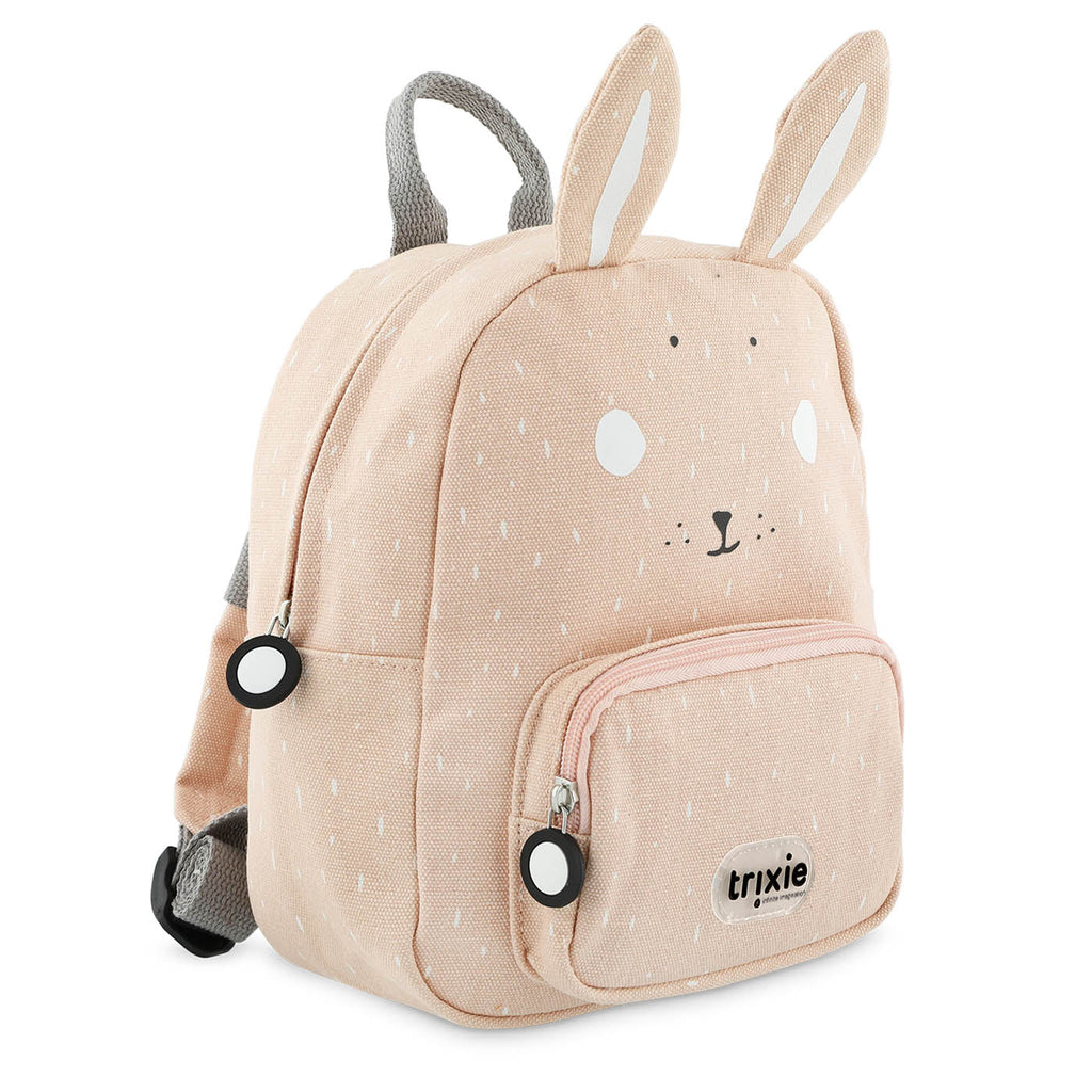 Sac à dos lapin rose poudré avec poche avant et bretelles réglables