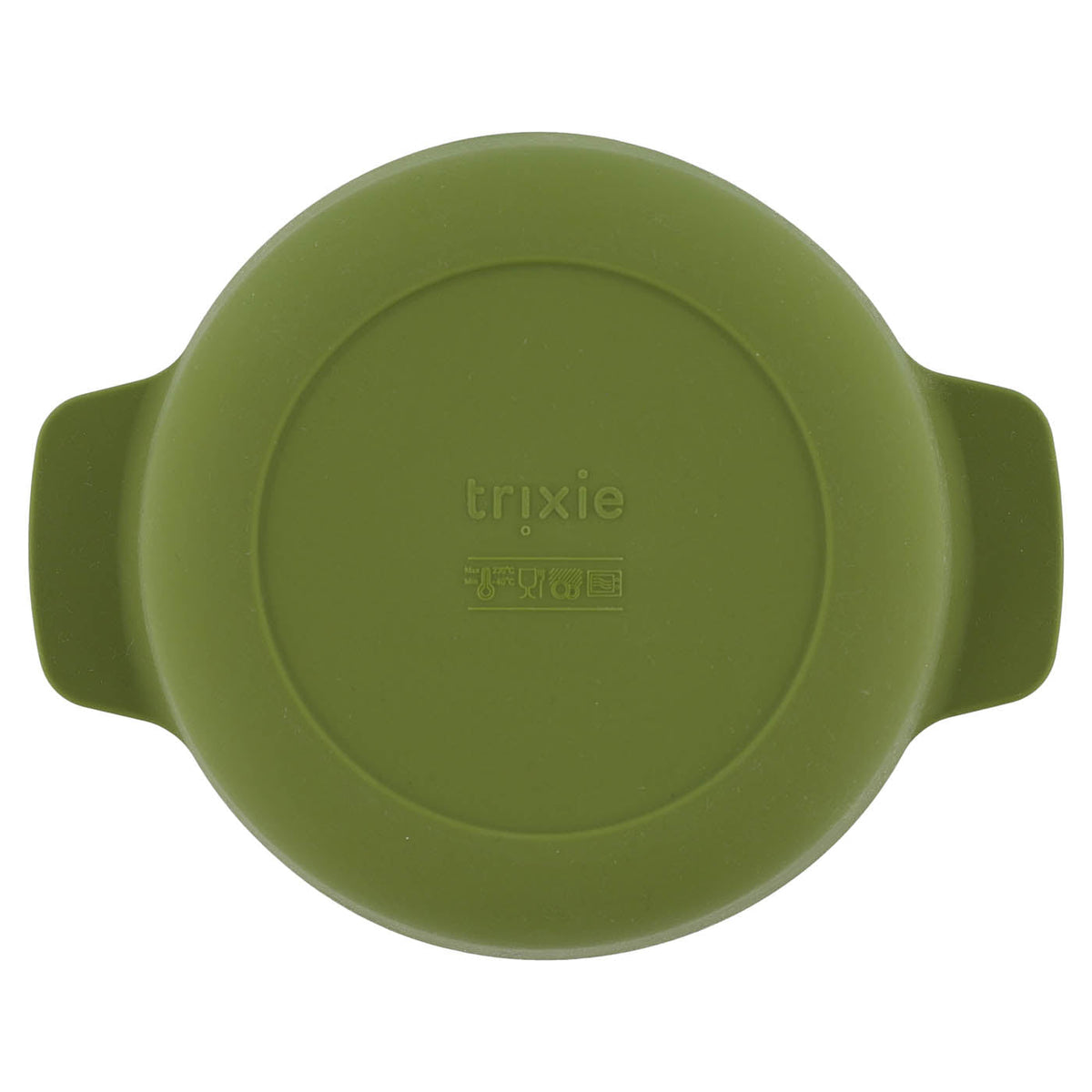 Tigela de Dinossauro em Silicone Verde-Oliva com Pegas Largas para Crianças