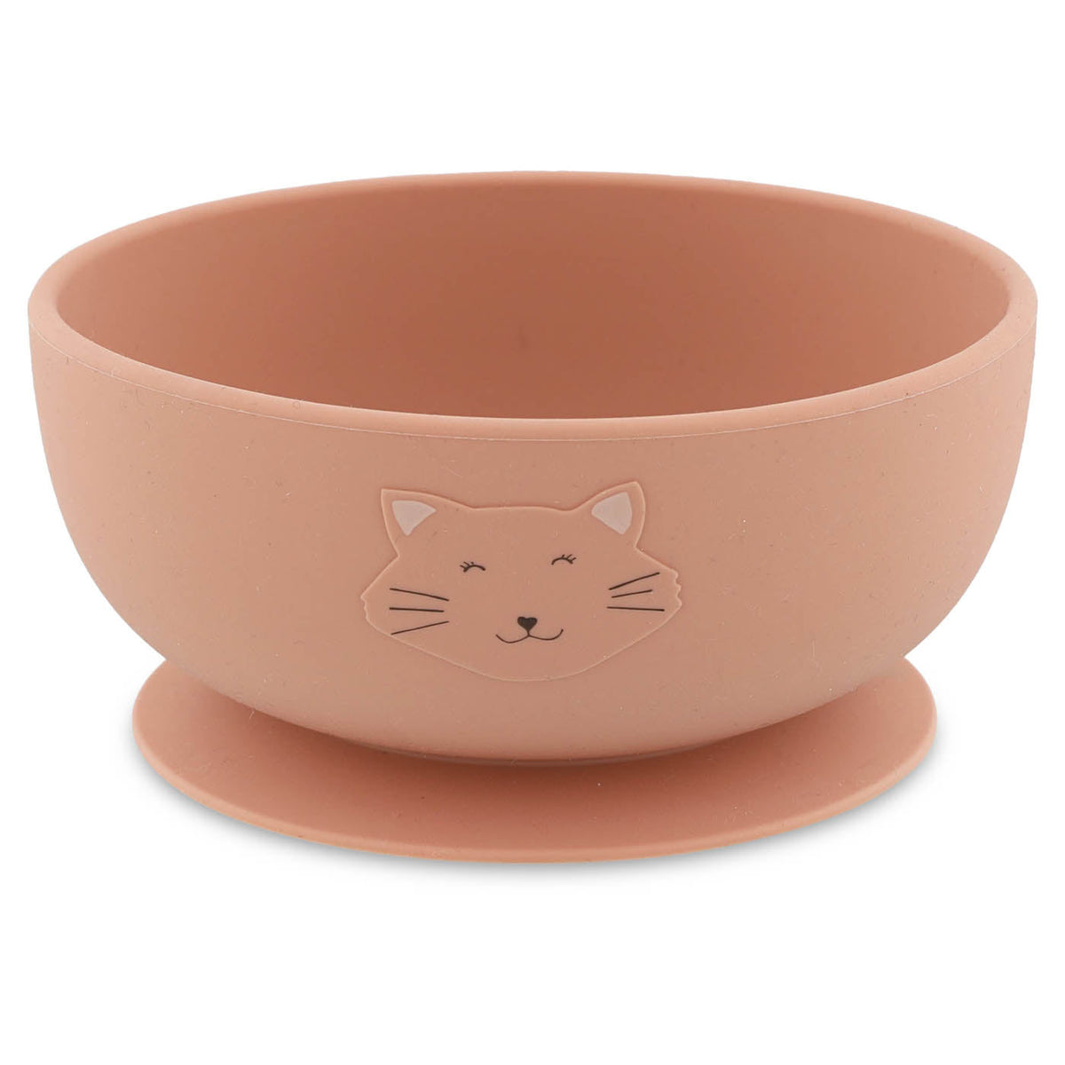 Taça de Silicone Rosa-Claro com Ventosa e Detalhe de Gato para as Refeições