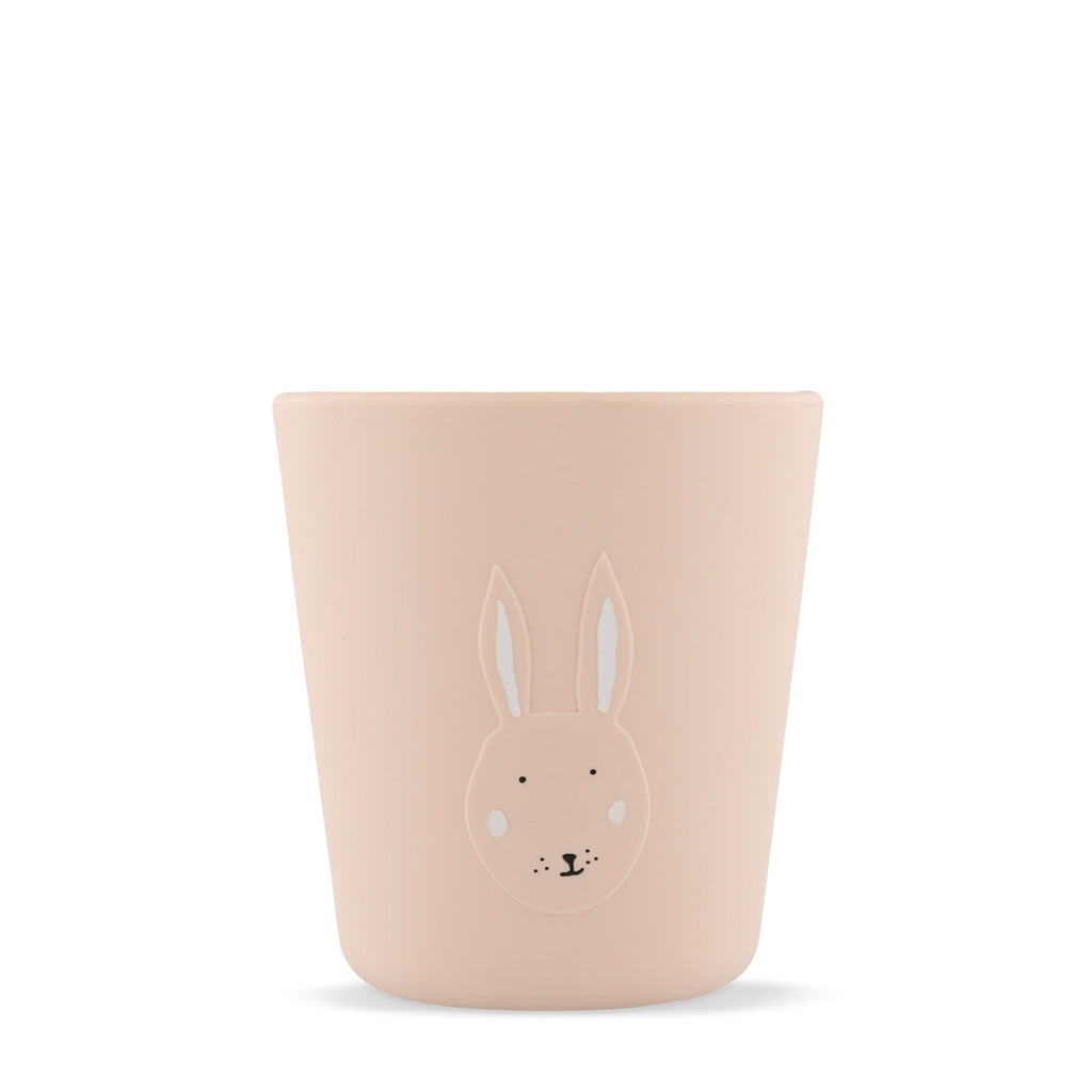 Copos de beber em silicone com estampado de coelhinho rosa-claro para mãos pequenas