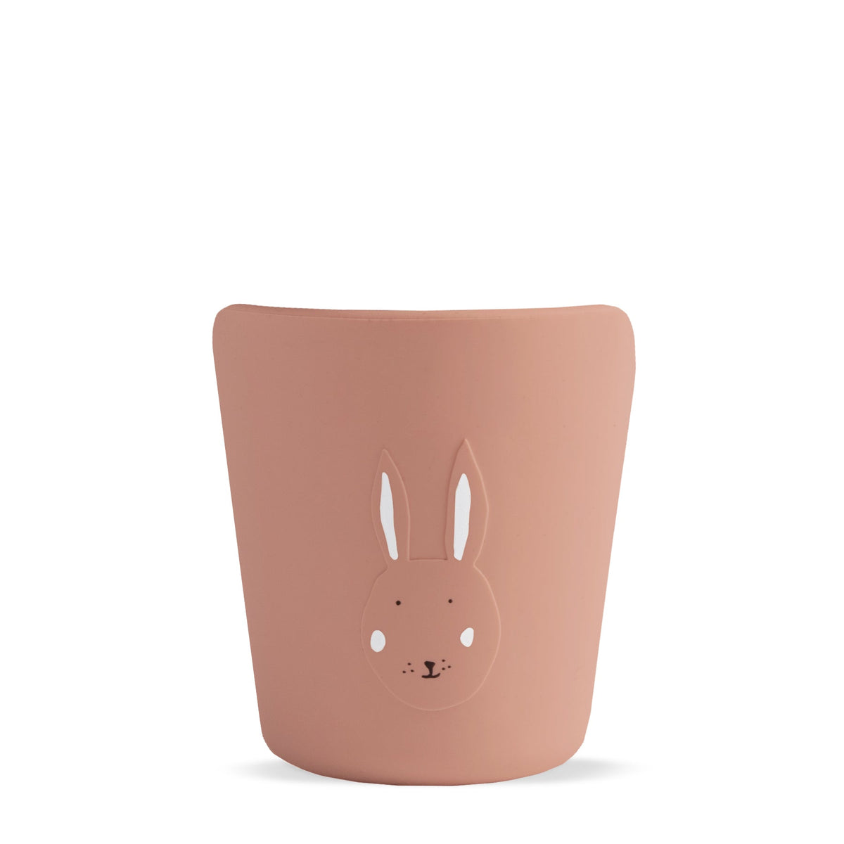 Gobelet en silicone rose tendre à motif lapin pour petites mains