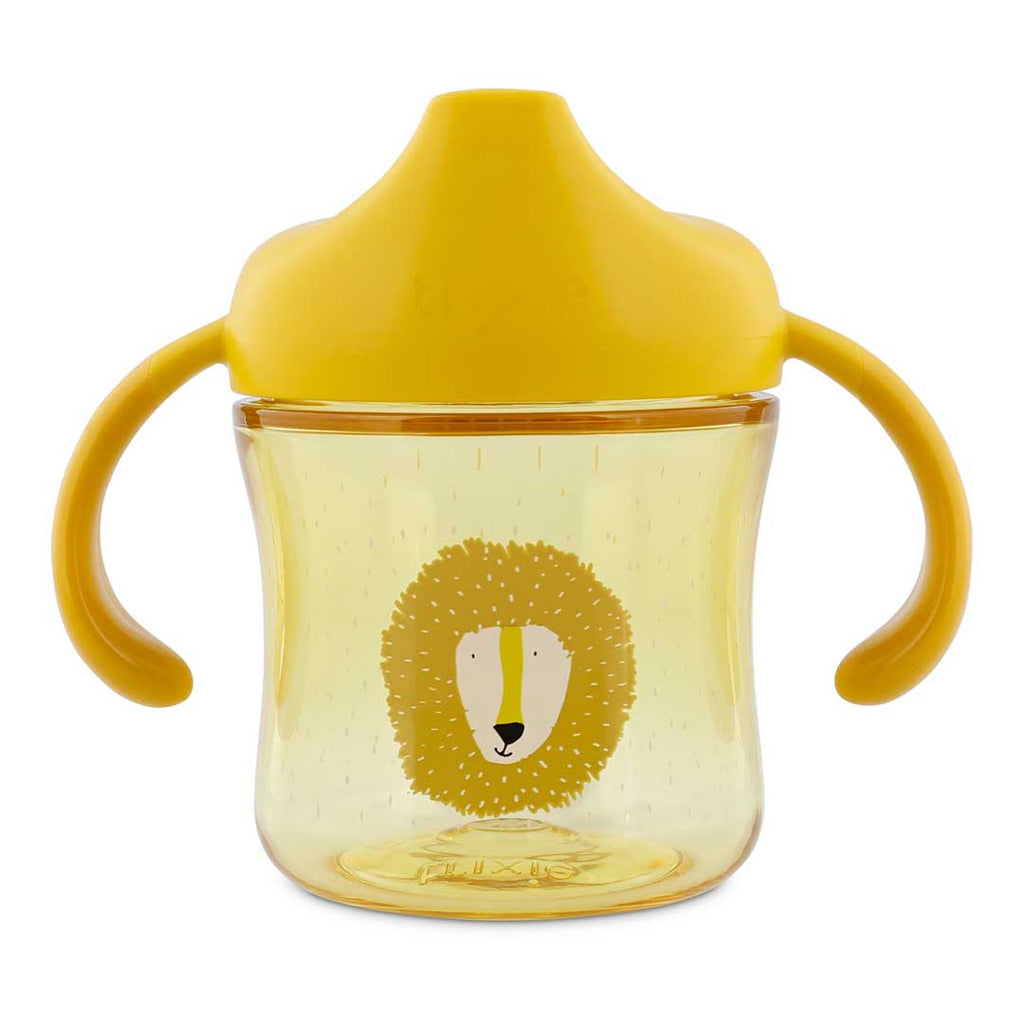 Tasse à bec pour tout-petit avec imprimé lion jaune et deux anses faciles à saisir