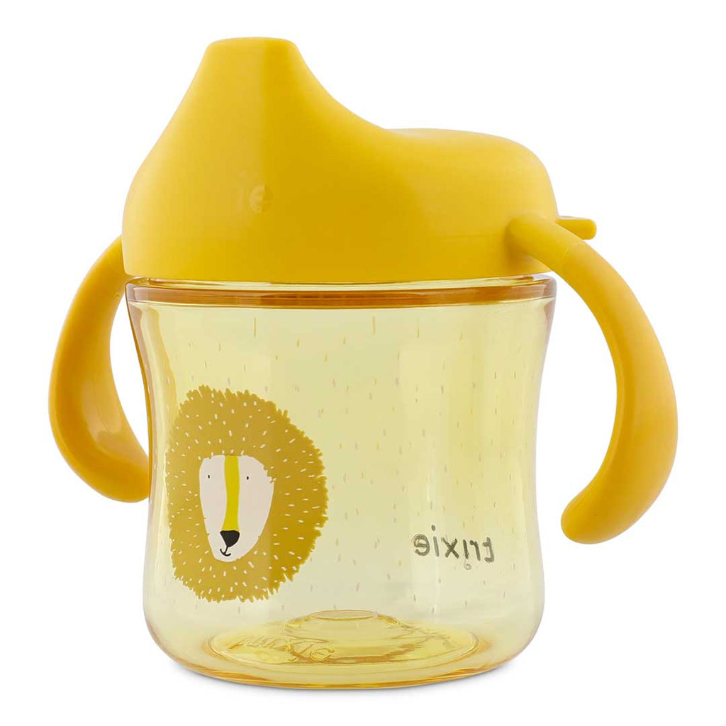 Tasse à bec pour tout-petit avec imprimé lion jaune et deux anses faciles à saisir