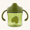 Tasse à bec verseur dinosaure vert olive avec deux anses faciles à saisir