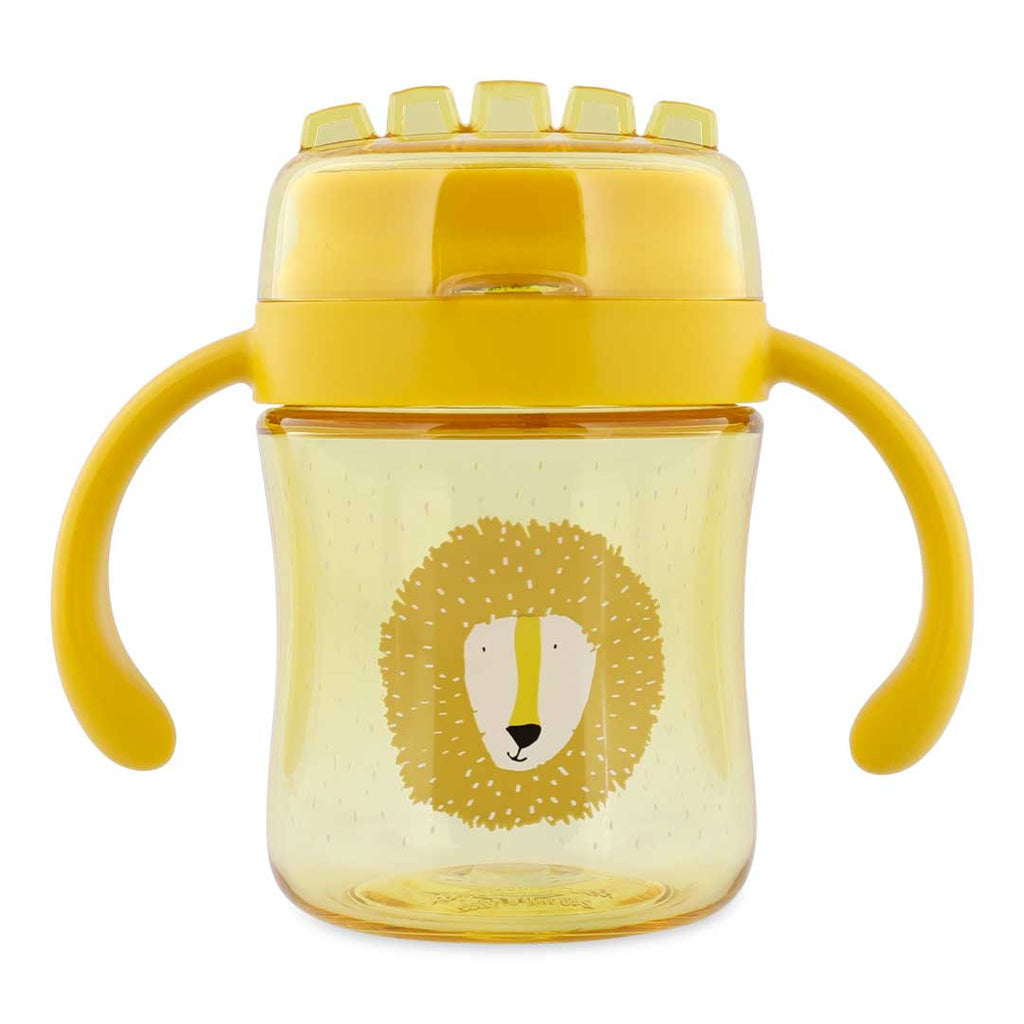 Yellow Lion Print Toddler Training Cup with Dual Easy-Grip Handles