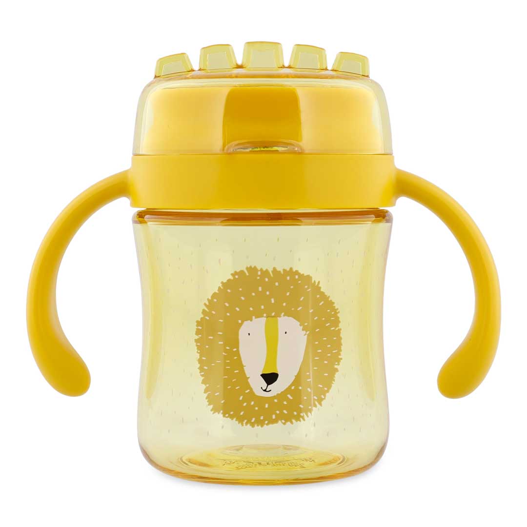 Copo de Treino para Criança Pequena com Estampa de Leão Amarelo e Duas Pegas Fáceis de Agarrar