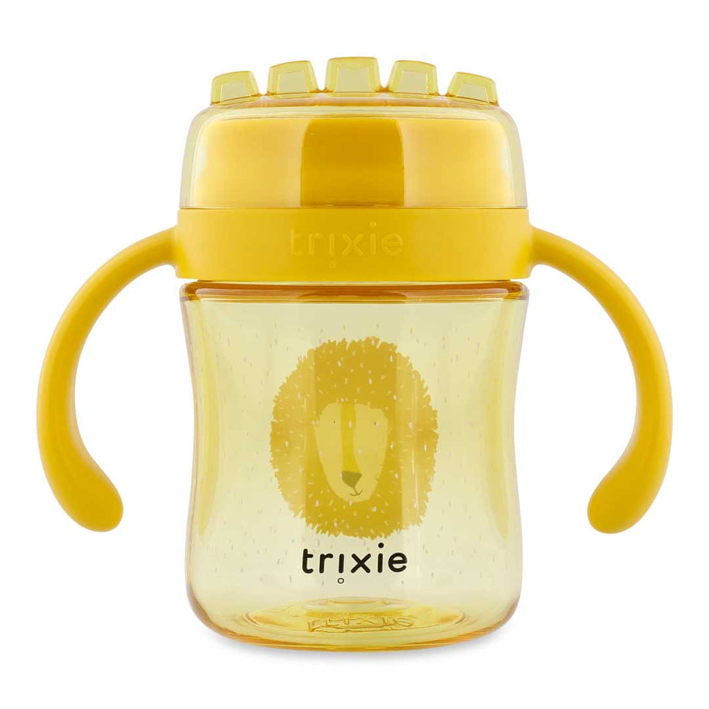 Yellow Lion Print Toddler Training Cup with Dual Easy-Grip Handles