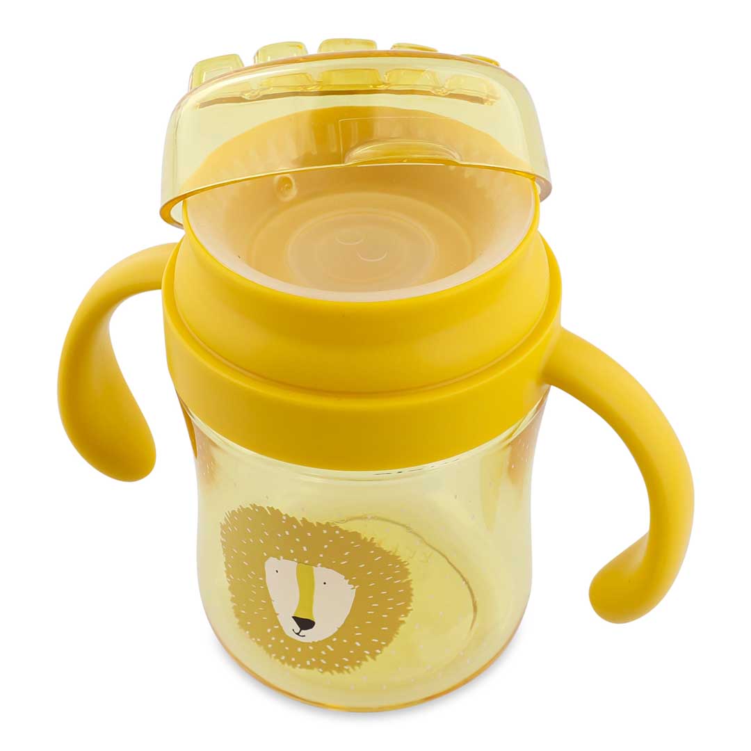 Yellow Lion Print Toddler Training Cup with Dual Easy-Grip Handles