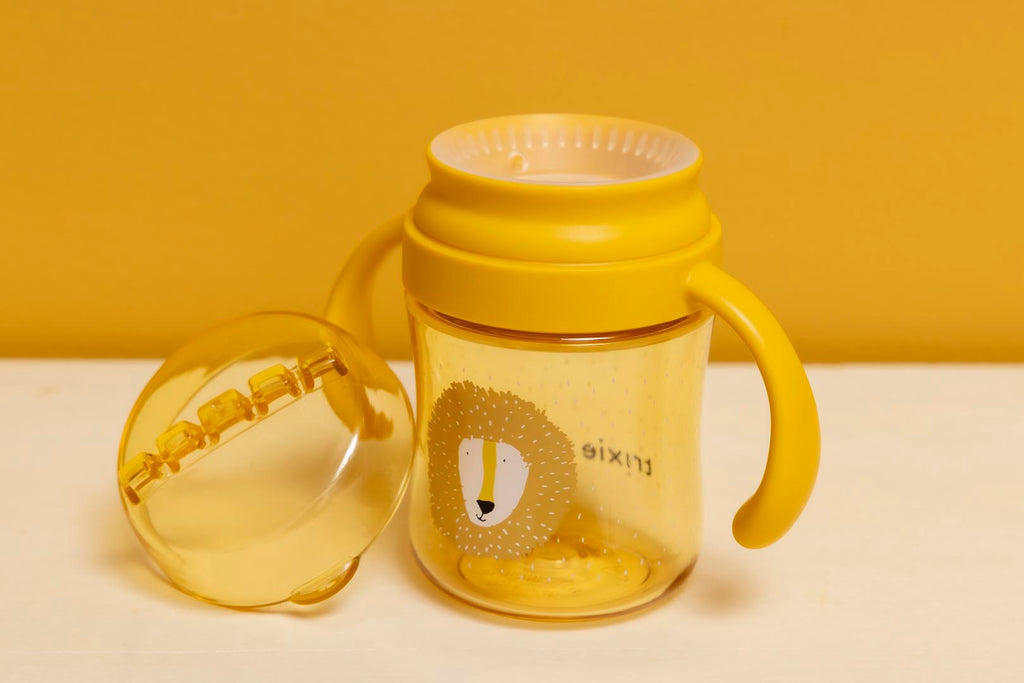 Yellow Lion Print Toddler Training Cup with Dual Easy-Grip Handles