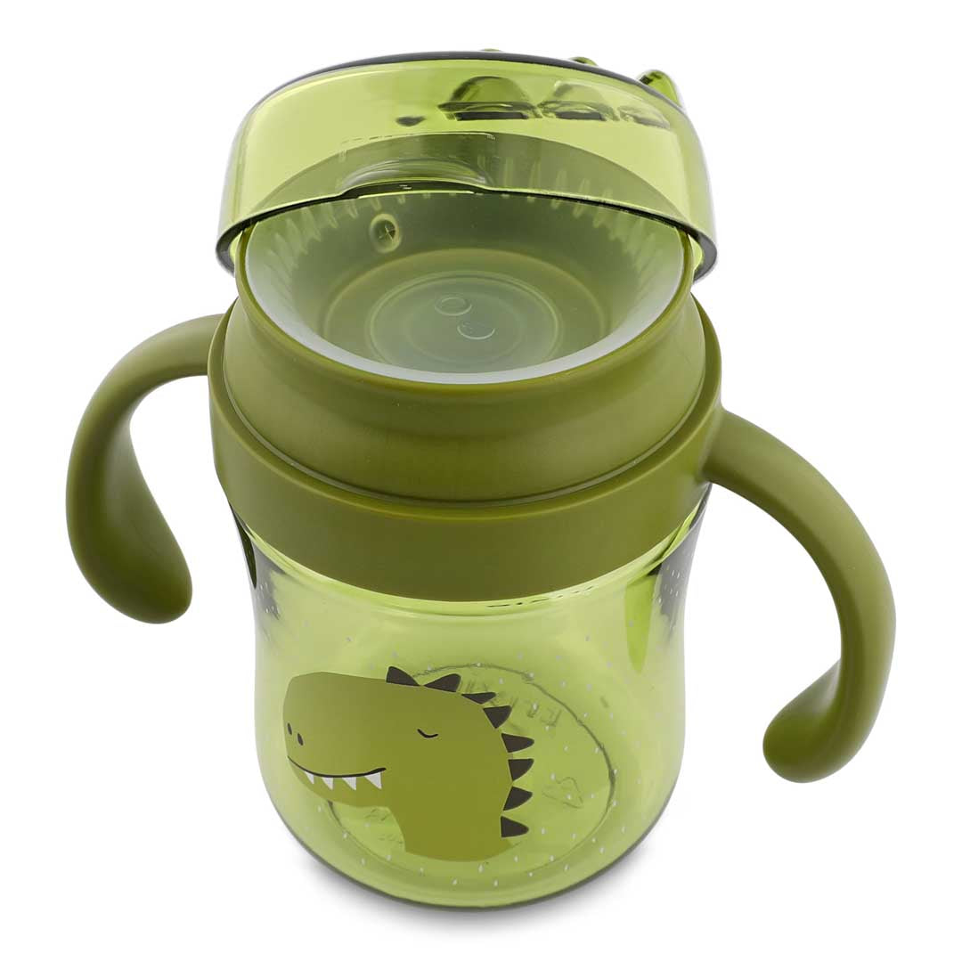 Tasse d'apprentissage 360° Dinosaure vert avec deux anses faciles à saisir