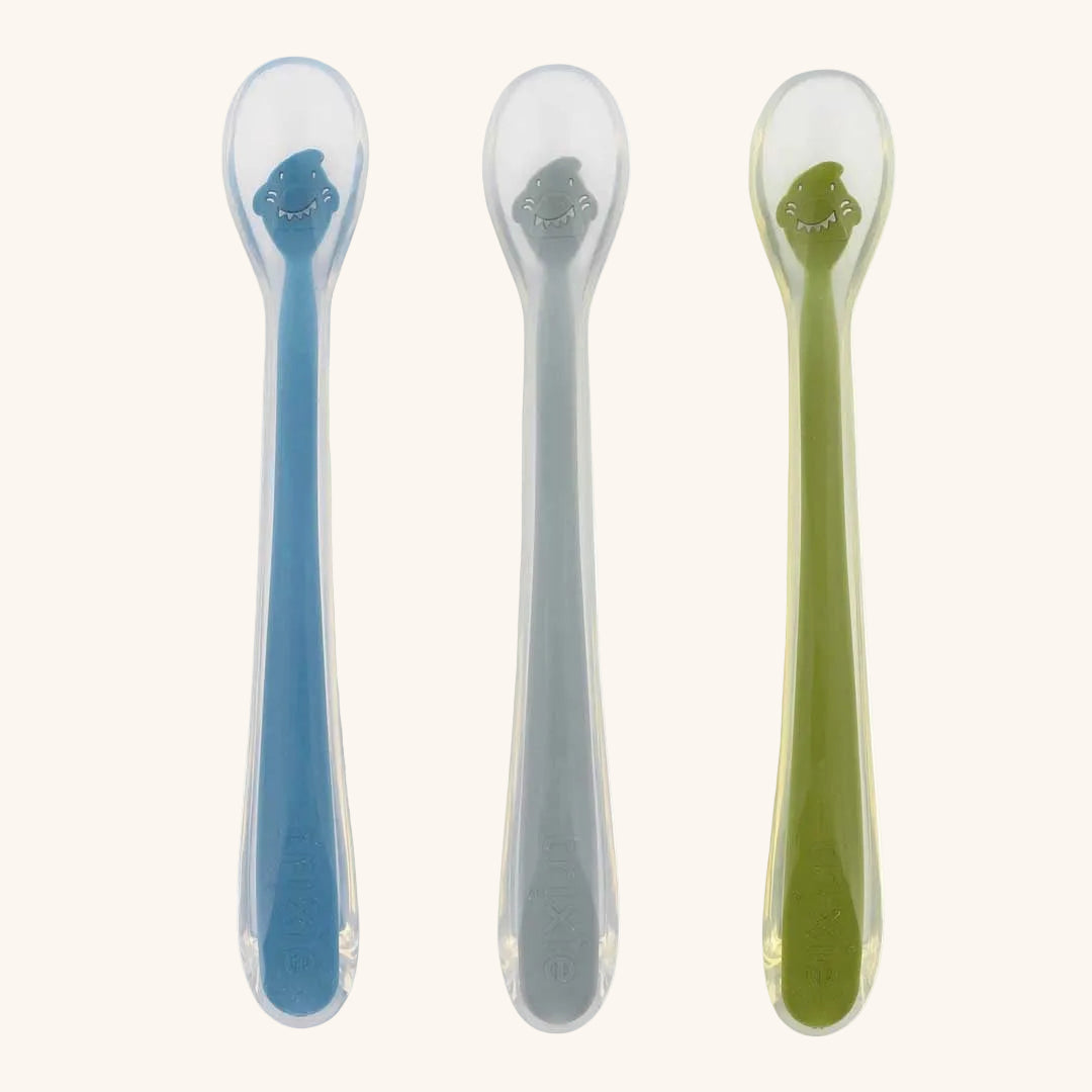 Cuillère de Puériculture en Silicone Souple avec Embout Doux et Long Manche