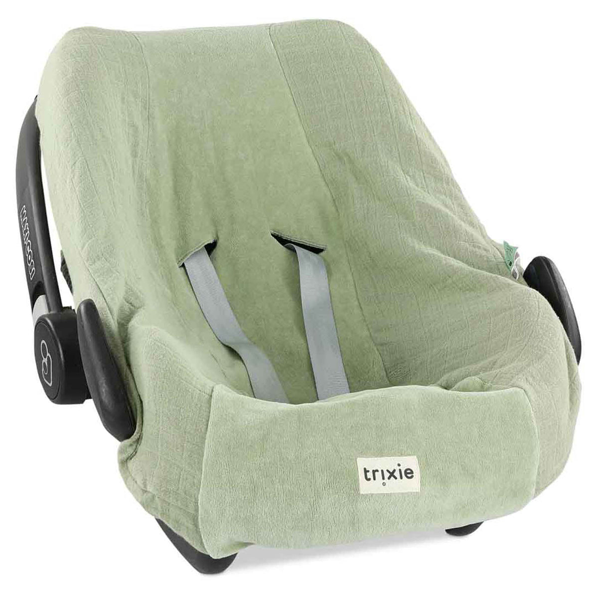 Copertura in tessuto spugnoso verde salvia per il rivestimento del seggiolino auto per neonati