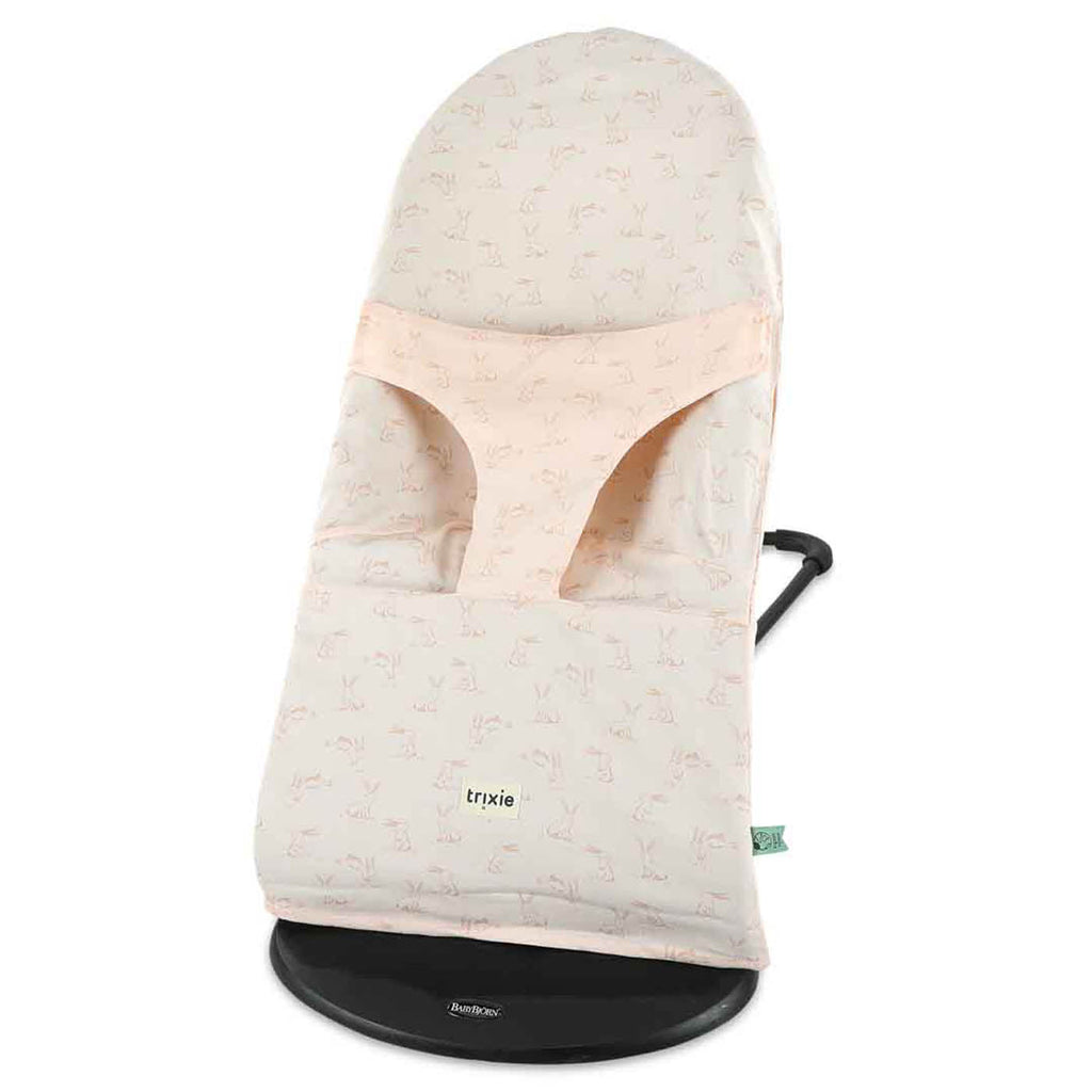 Weicher Baby-Nestchen-Bezug aus Baumwolle mit zartrosa Hasenmotiv