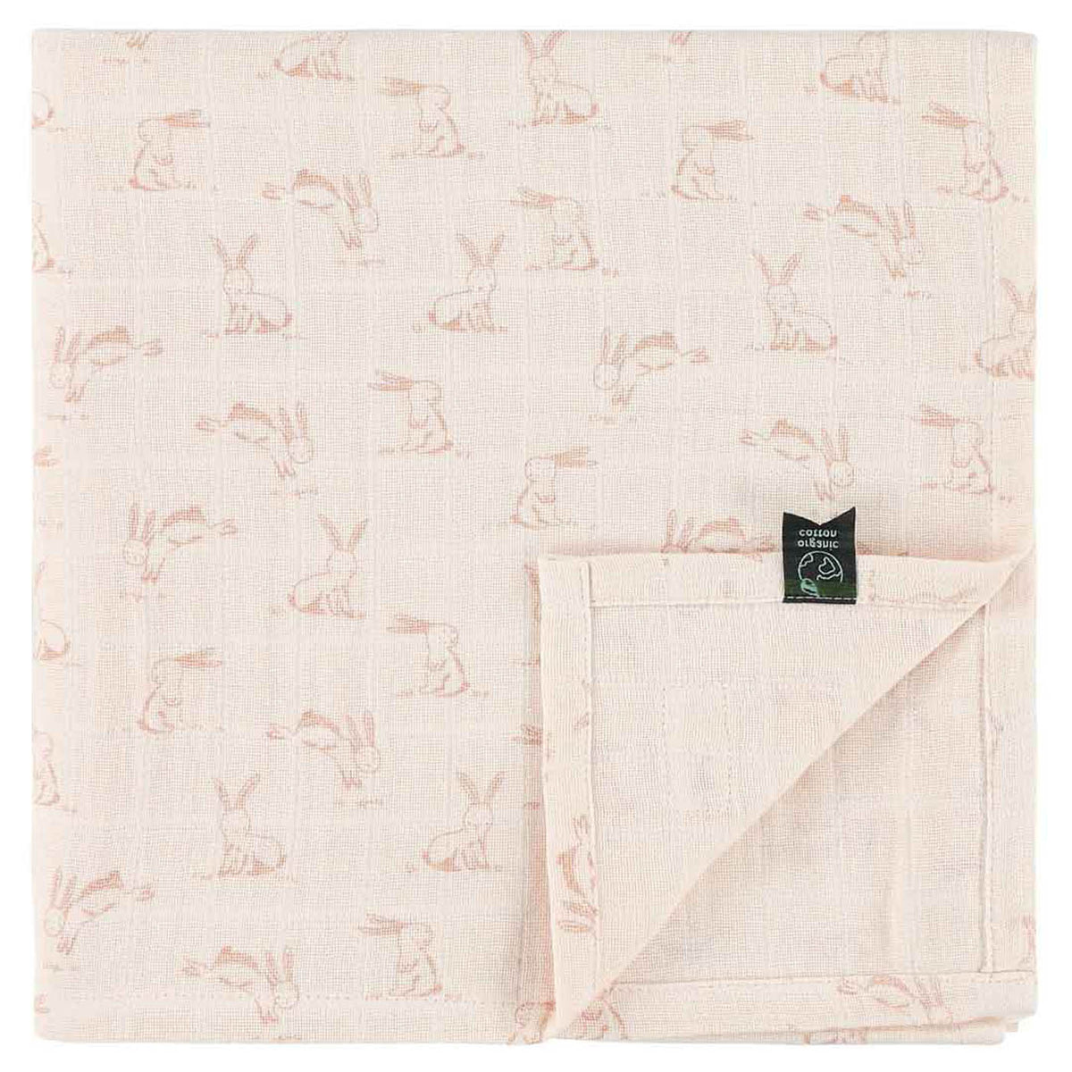 Lange pour bébé en mousseline de coton biologique doux avec imprimé lapin rose