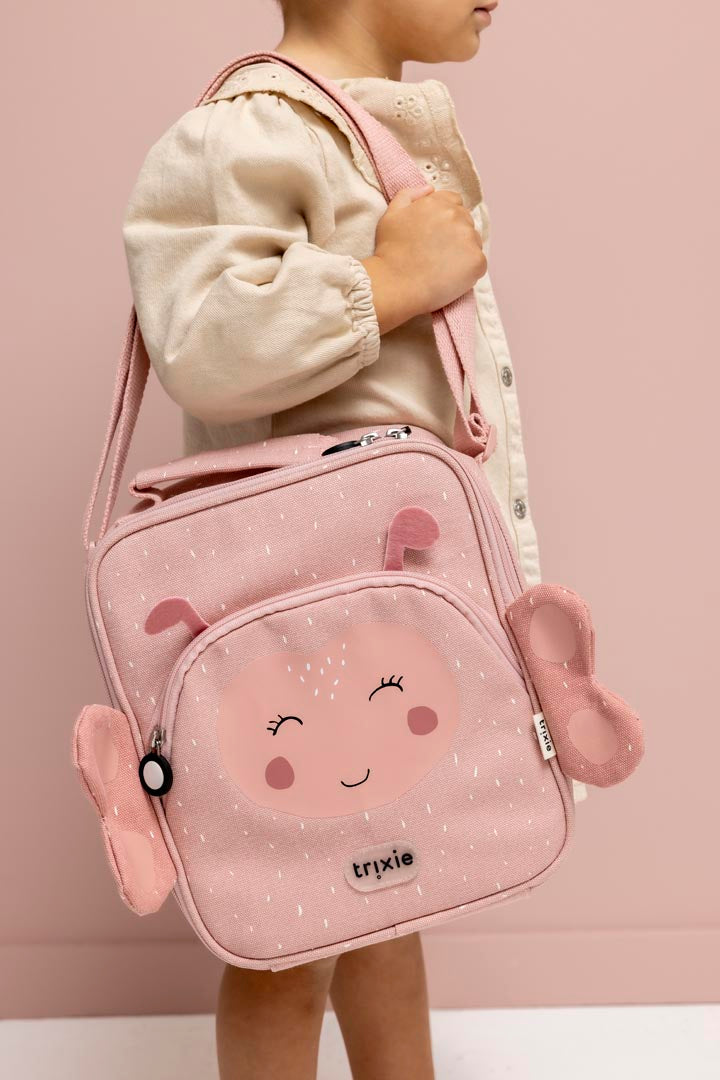 Sac à repas isotherme papillon rose avec bandoulière réglable
