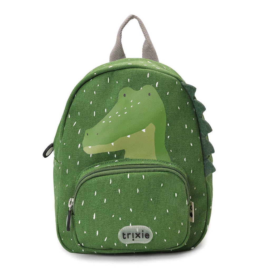 Sac à dos enfant vert alligator avec bretelles rembourrées et poche avant