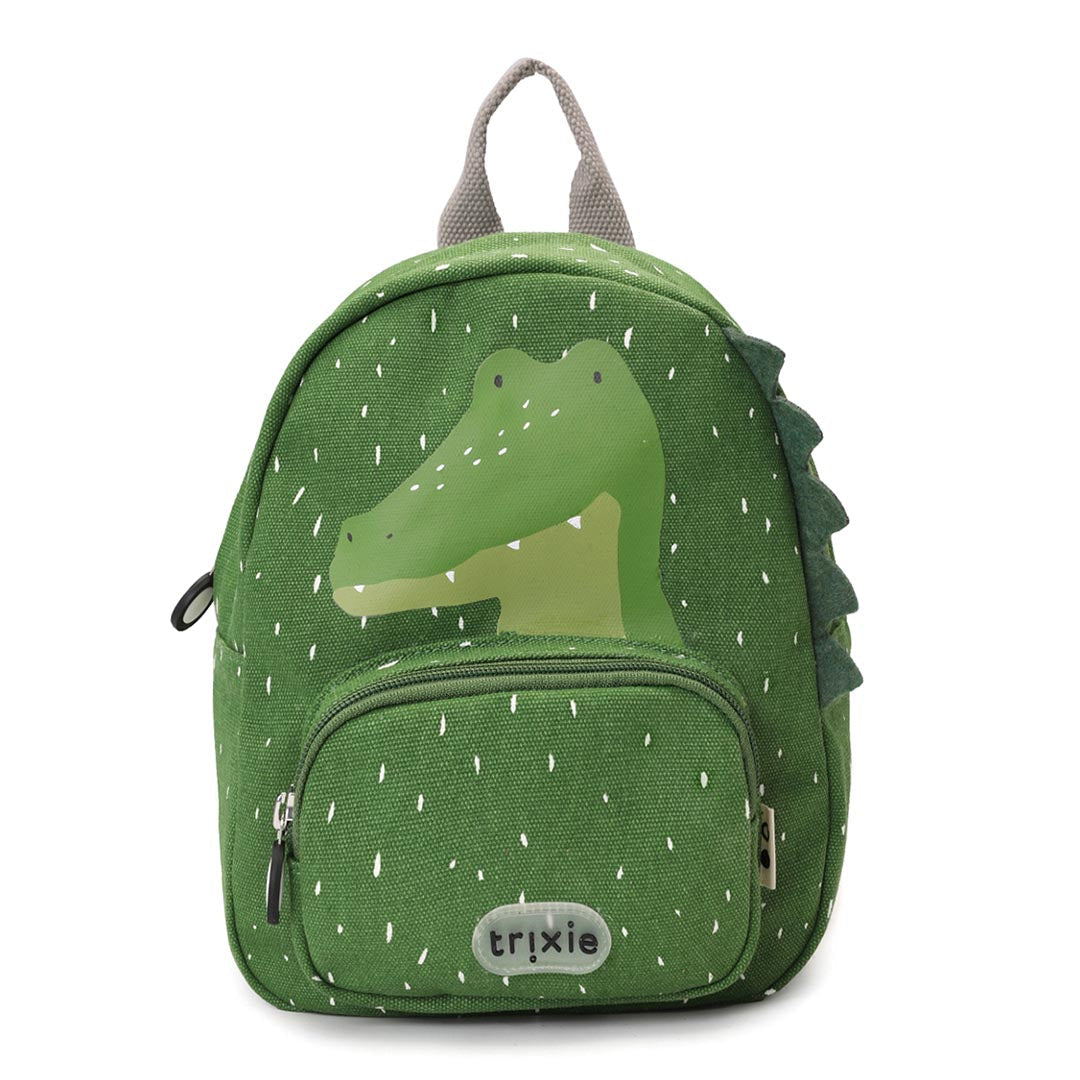Sac à dos enfant vert alligator avec bretelles rembourrées et poche avant