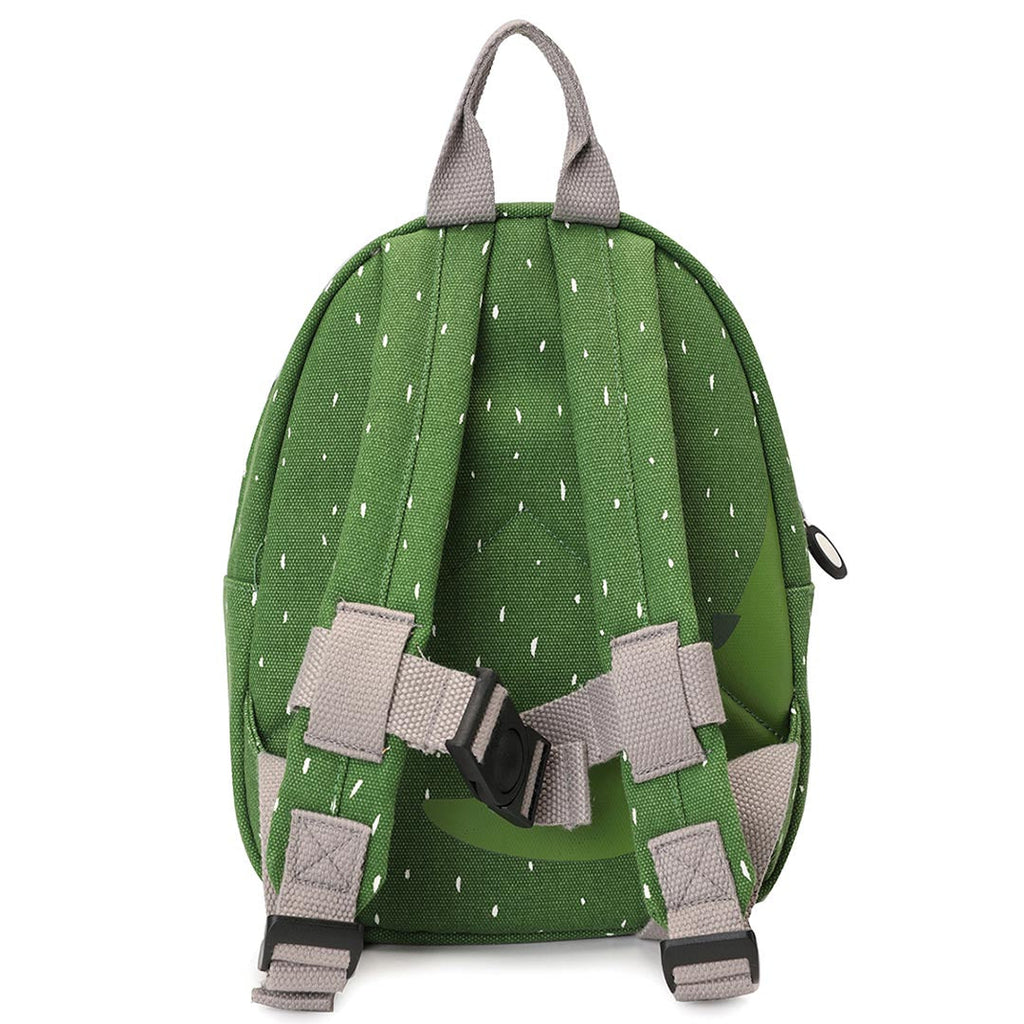 Sac à dos enfant vert alligator avec bretelles rembourrées et poche avant