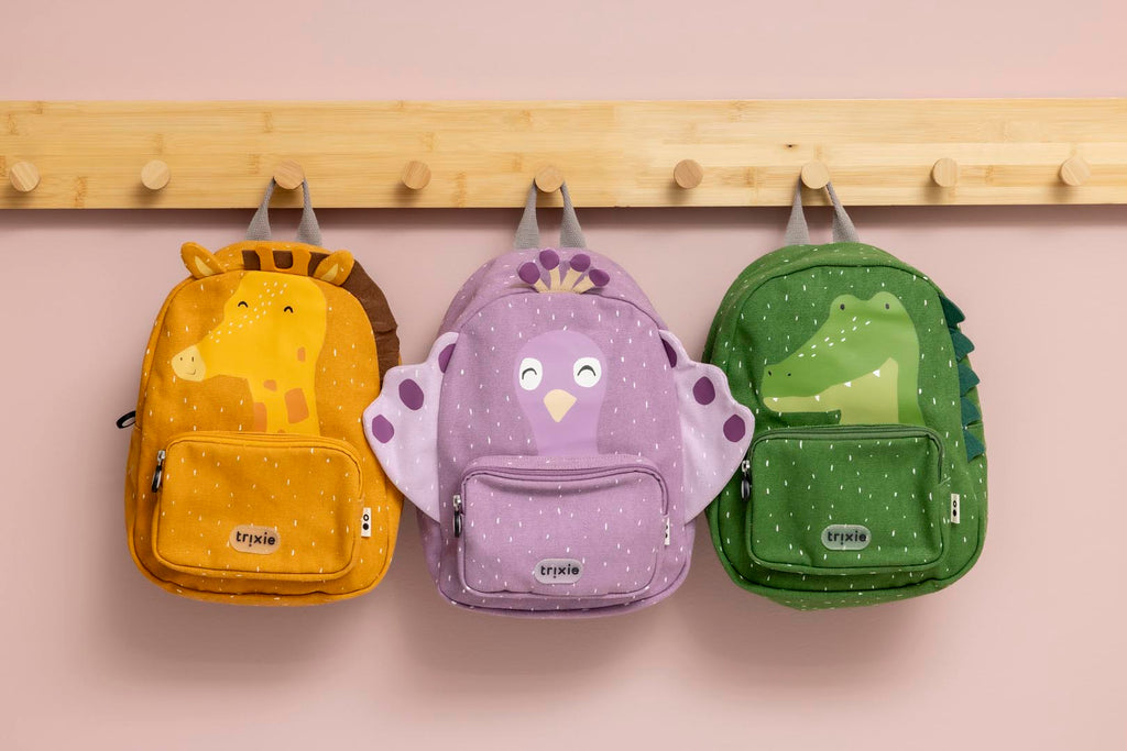 Sac à dos enfant vert alligator avec bretelles rembourrées et poche avant