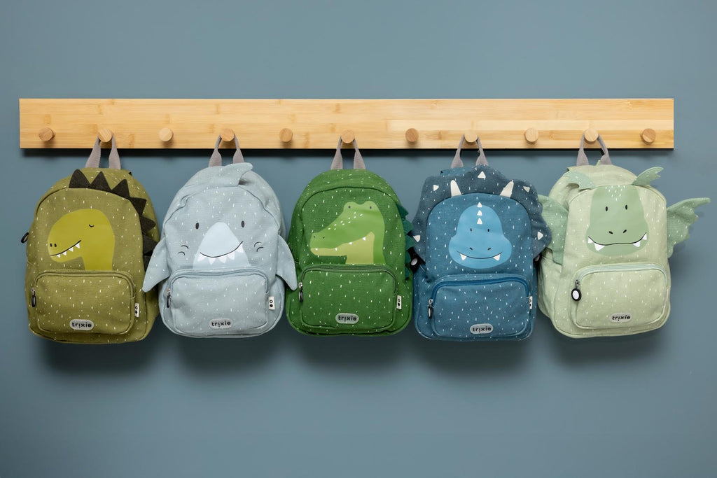 Sac à dos enfant vert alligator avec bretelles rembourrées et poche avant