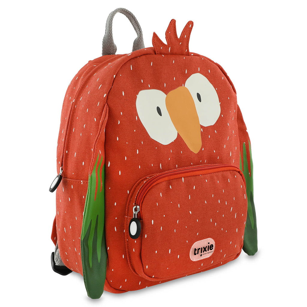 Sac à dos pour enfant Perroquet Rouge avec ailes vertes et bretelles rembourrées